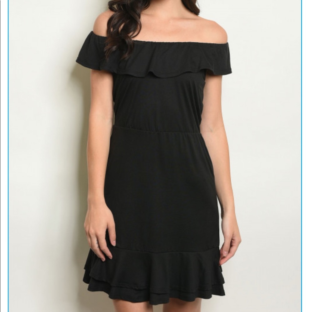 Off Shoulder Mini Dress Black  XXS-XS-S